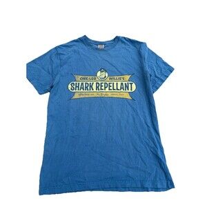 Vintage Fossil One Leg Willie Shark Honolulu Surf Shirt L Blue Skate Wear 90s